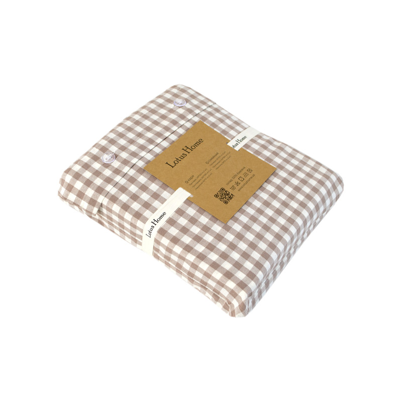 Постільна білизна Lotus Home - Checked Gingham кавовий сімейний