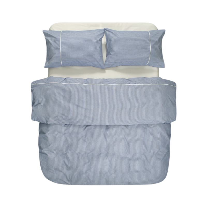 Постільна білизна Lotus Home - Premium Percale Stripe синій євро