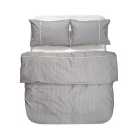 Постільна білизна Lotus Home - Premium Percale Stripe антрацит сімейний