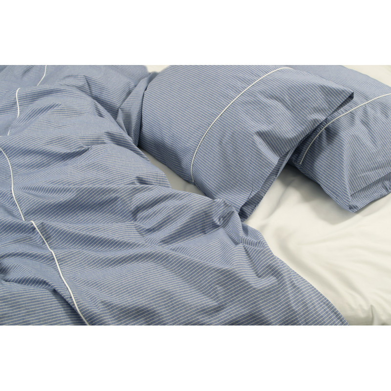 Постільна білизна Lotus Home - Premium Percale Stripe синій сімейний