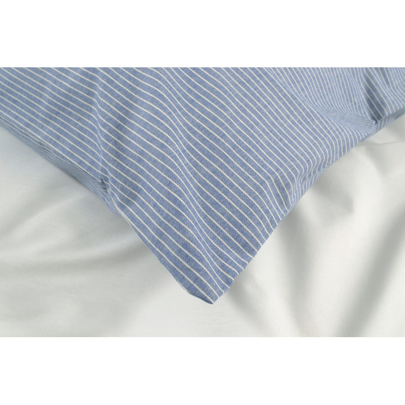 Постільна білизна Lotus Home - Premium Percale Stripe синій сімейний