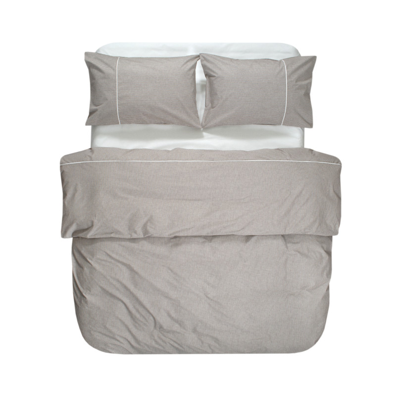 Постільна білизна Lotus Home - Premium Percale Stripe коричневий сімейний