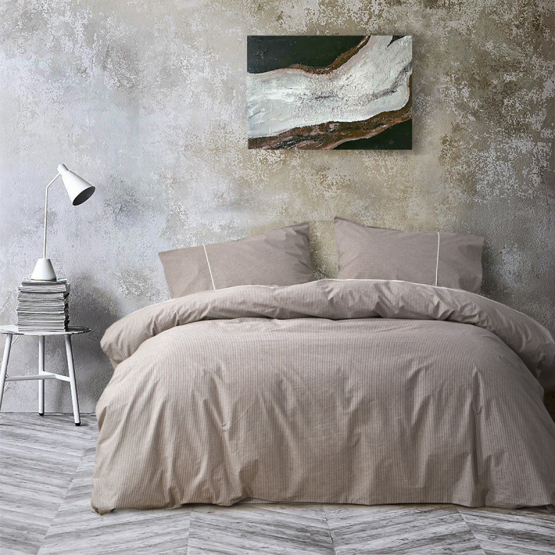 Постільна білизна Lotus Home - Premium Percale Stripe коричневий сімейний