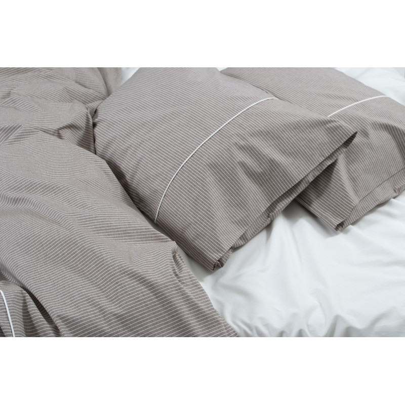 Постільна білизна Lotus Home - Premium Percale Stripe коричневий сімейний