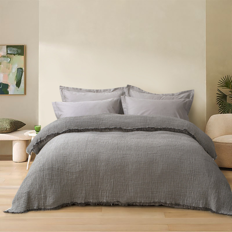 Покривало Lotus Home - Larna muslin anthracite 160*200