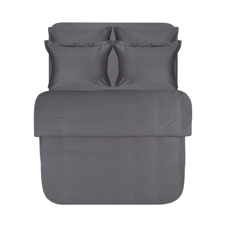 Постільна білизна сатин 210ТС Lotus Home - Brista антрацит сімейний (180*200+30см)