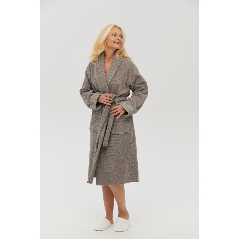 Халат махровий Lotus Home - Nella grey S/M