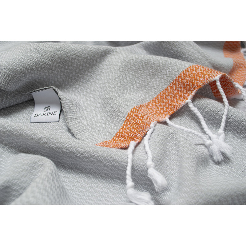 Рушник Barine Pestemal - Basak 95*165 Light Grey-Orange сірий-помаранчевий