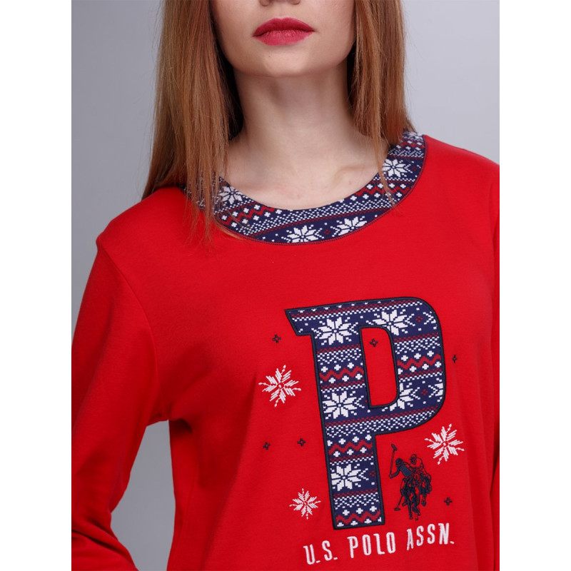 Домашній одяг US Polo Assn - Піжама жіноча (довг.рукав) 15521 червона, L
