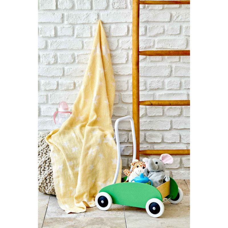 Дитяче покривало піке Karaca Home - Baby star sari жовтий 80*120