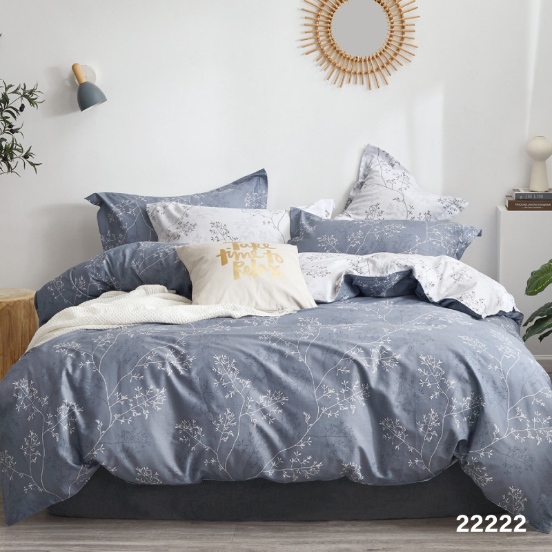 Комплект постільної білизни Viluta Євро Ранфорс 22222 з простирадлом на резинці 180х200