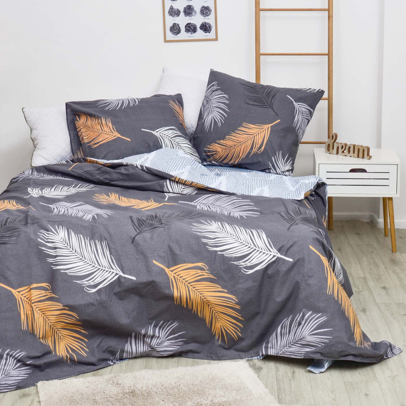 Комплект постільної білизни Viluta Євро Ранфорс 21144 з простирадлом на резинці 180х200