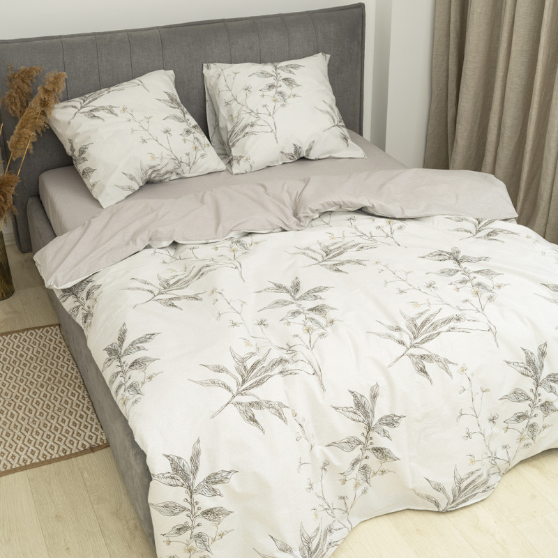 Комплект постільної білизни Viluta Євро Ранфорс 24323 з простирадлом на резинці 180х200