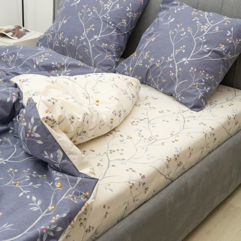 Комплект постільної білизни Viluta Євро Ранфорс 25354 з простирадлом на резинці 180х200