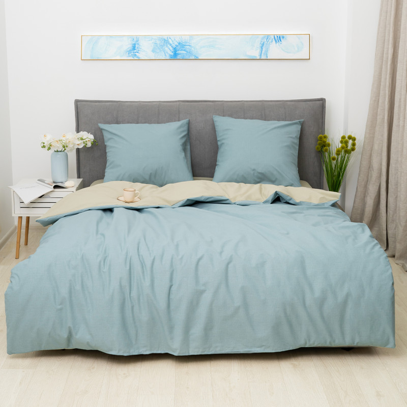 Комплект постільної білизни Viluta Євро Ранфорс 25369 з простирадлом на резинці 180х200