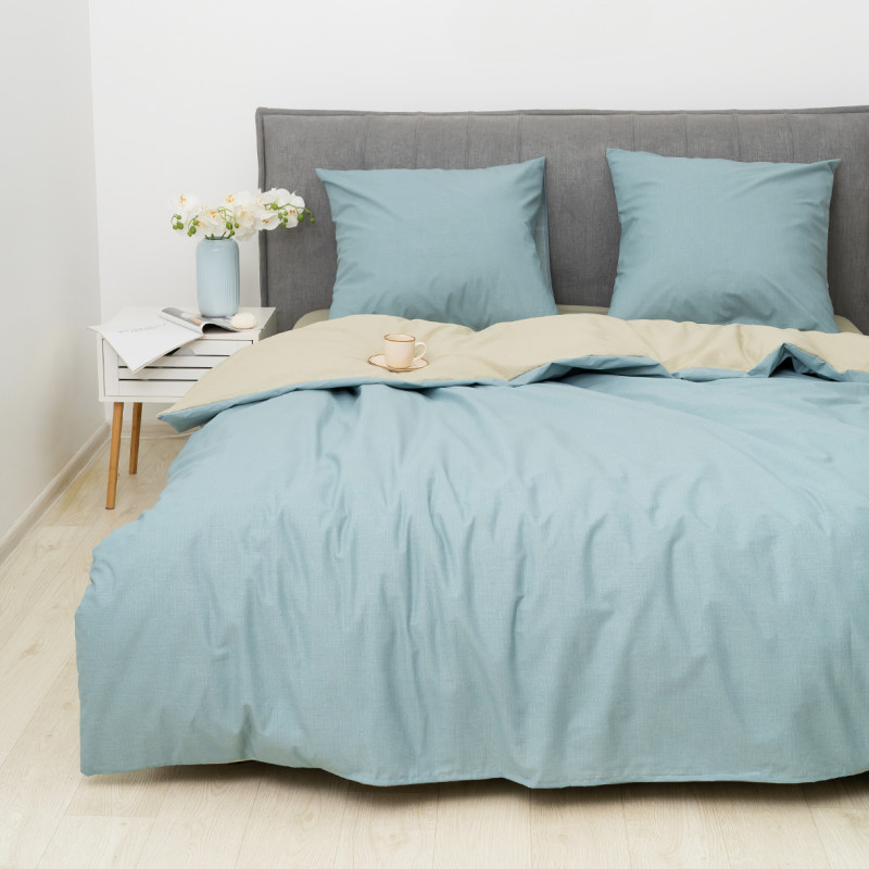 Комплект постільної білизни Viluta Євро Ранфорс 25369 з простирадлом на резинці 180х200