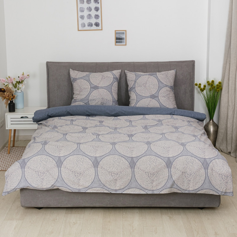 Комплект постільної білизни Viluta Євро Ранфорс 25391 з простирадлом на резинці 180х200