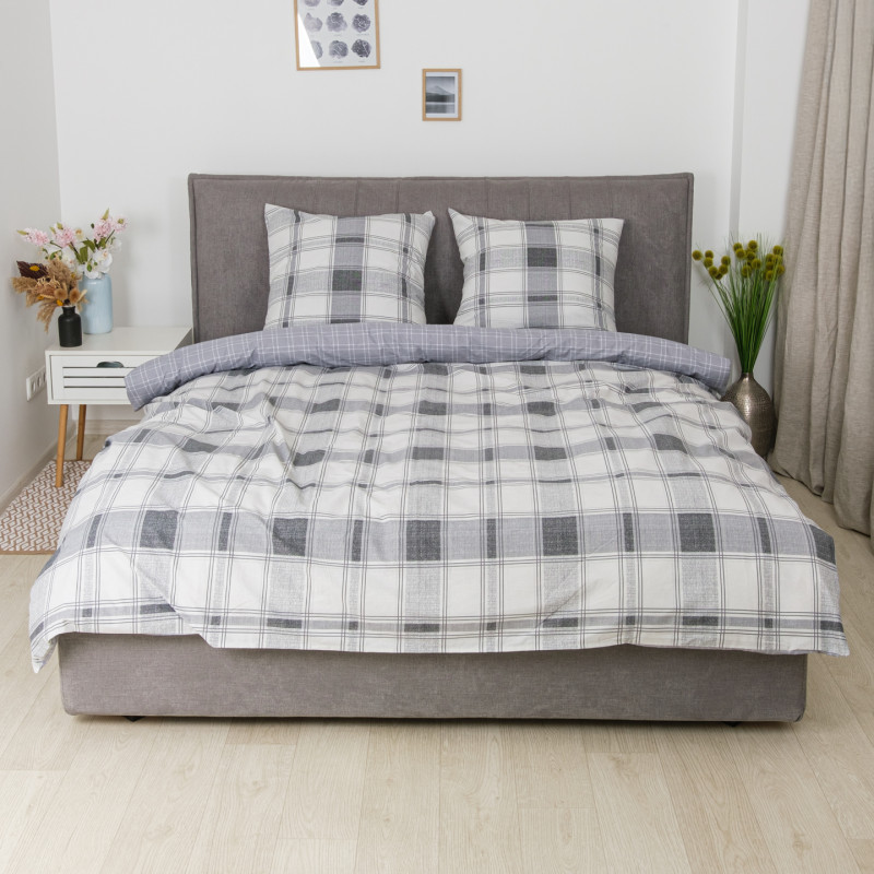 Комплект постільної білизни Viluta Євро Ранфорс 25393 з простирадлом на резинці 180х200