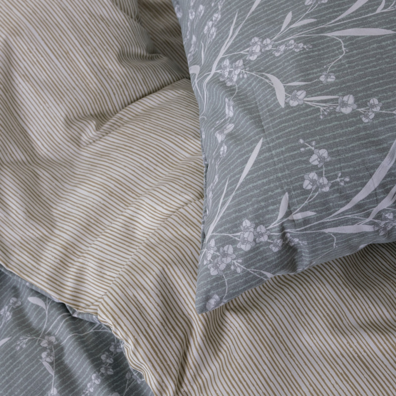 Комплект постільної білизни Viluta Євро Ранфорс 25408 з простирадлом на резинці 180х200