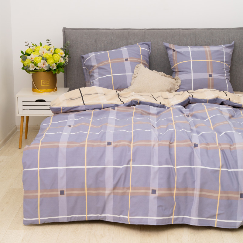 Комплект постільної білизни Viluta Євро Ранфорс 24348 з простирадлом на резинці 160х200