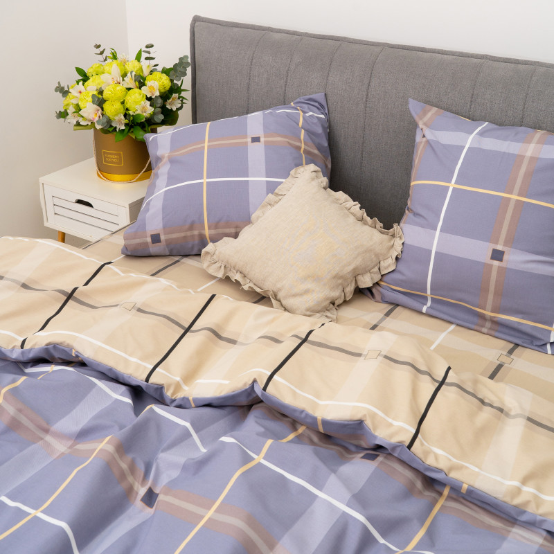 Комплект постільної білизни Viluta Євро Ранфорс 24348 з простирадлом на резинці 160х200