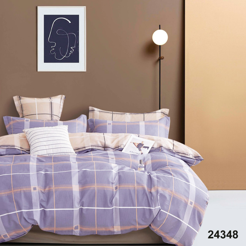 Комплект постільної білизни Viluta Євро Ранфорс 24348 з простирадлом на резинці 180х200