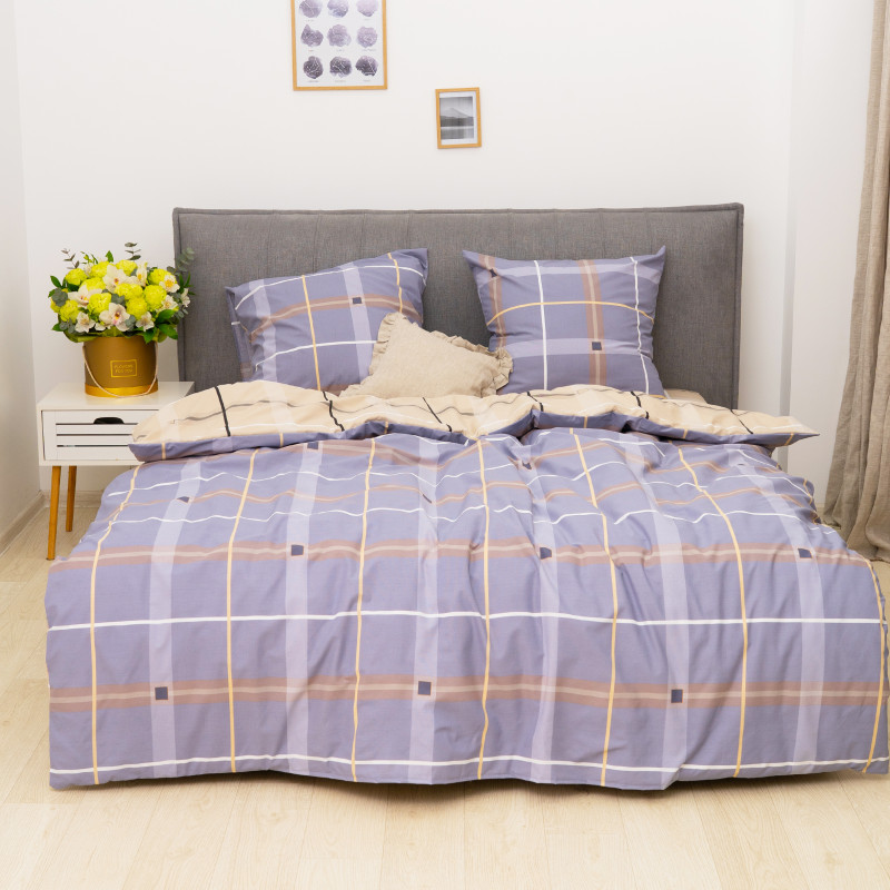 Комплект постільної білизни Viluta Євро Ранфорс 24348 з простирадлом на резинці 180х200