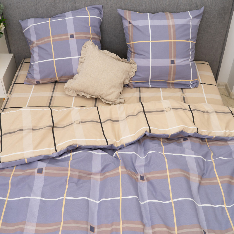 Комплект постільної білизни Viluta Євро Ранфорс 24348 з простирадлом на резинці 180х200