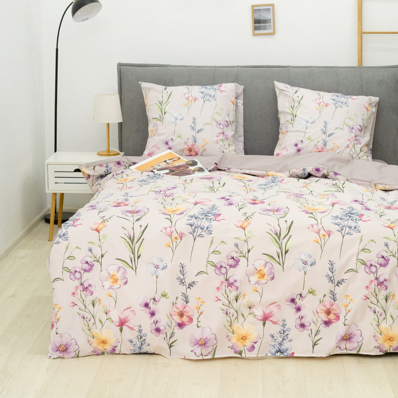 Комплект постільної білизни Viluta Євро Ранфорс 25353 з простирадлом на резинці 160х200