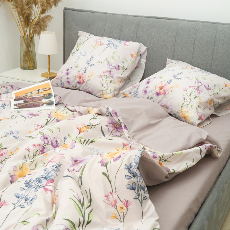 Комплект постільної білизни Viluta Євро Ранфорс 25353 з простирадлом на резинці 180х200