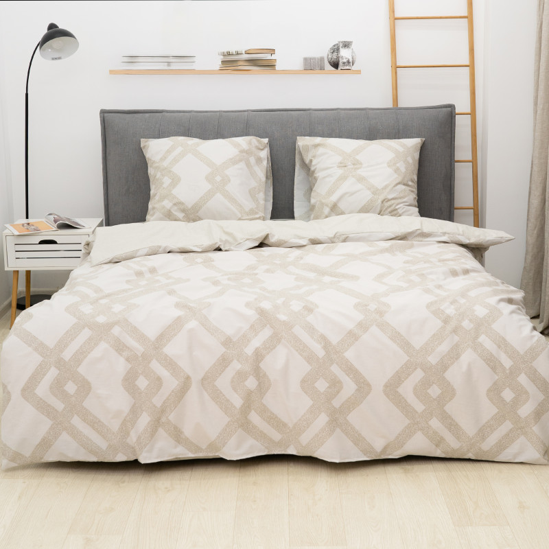 Комплект постільної білизни Viluta Євро Ранфорс 25356 з простирадлом на резинці 160х200