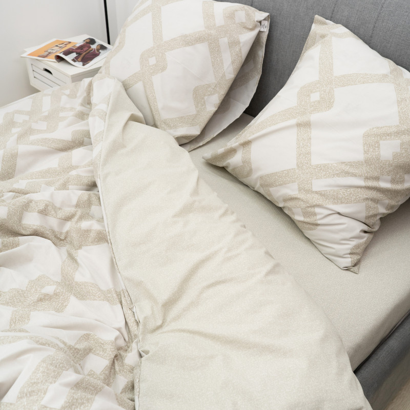 Комплект постільної білизни Viluta Євро Ранфорс 25356 з простирадлом на резинці 160х200