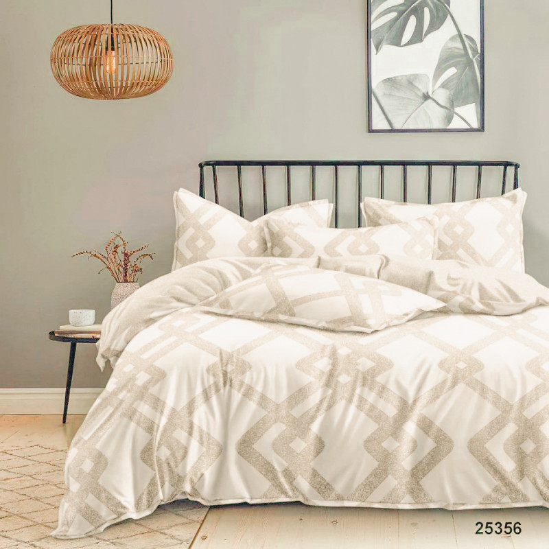 Комплект постільної білизни Viluta Євро Ранфорс 25356 з простирадлом на резинці 180х200