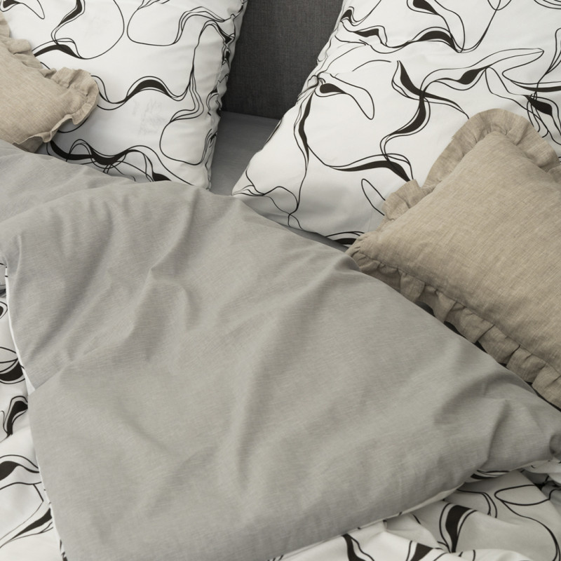 Комплект постільної білизни Євро ранфорс 24290 с простирадлом на резинці 180х200