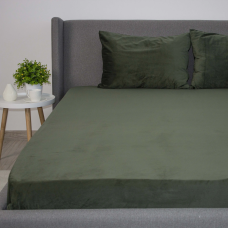 Простирадло ТЕП "VELOUR" з резинкою темно-зелений