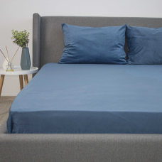 Простирадло ТЕП "VELOUR" з резинкою темно-синій, 160x200
