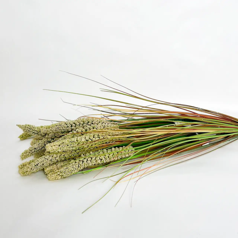 Декоративна гілка «Field Harmony», зелено-білий, 45 см