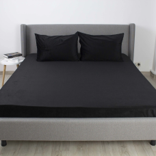 Простирадло ТЕП "VELOUR" з резинкою чорне, 160x200