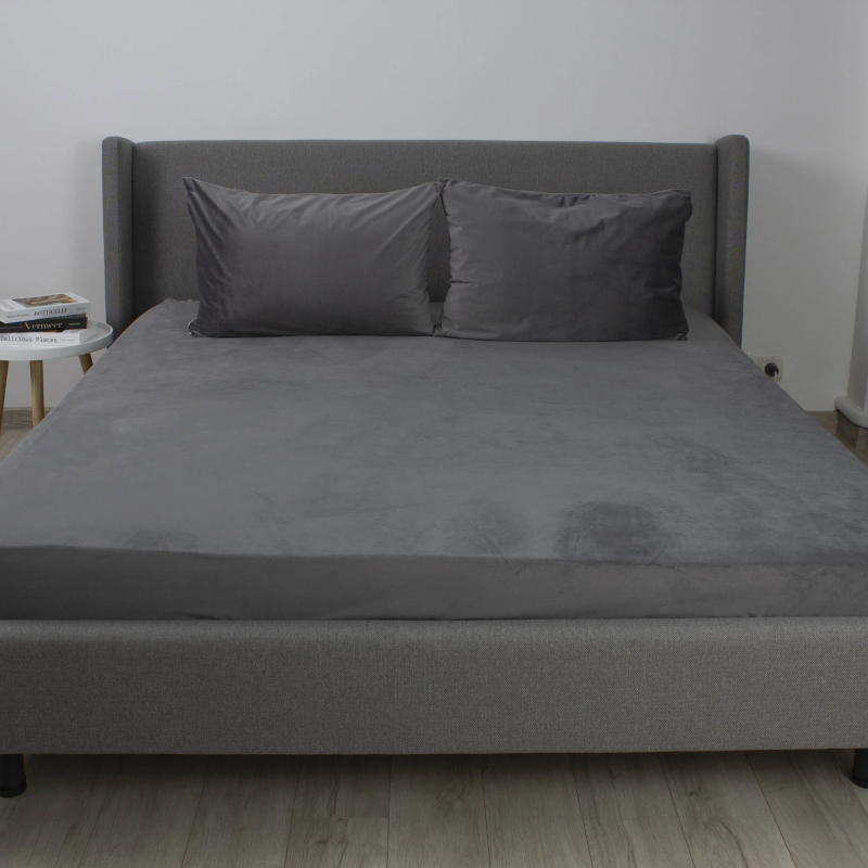 Простирадло ТЕП "VELOUR" з резинкою сіре, 180x200