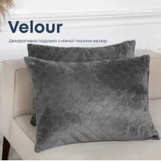 Декоративна велюрова подушка ТЕП VELOUR сіра 50×70 см