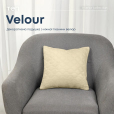 Декоративна велюрова подушка ТЕП VELOUR бежева, 45×45 см