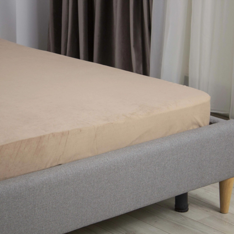 Простирадло на резинці ТЕП Velour, велюр, капучино, 90х200 см