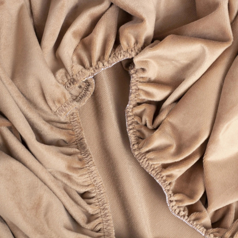 Простирадло на резинці ТЕП Velour, велюр, капучино, 90х200 см