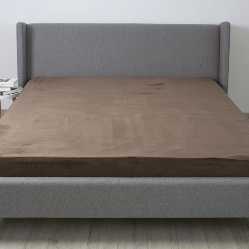 Простирадло на резинці ТЕП Velour, велюр, коричневе, 180х200 см