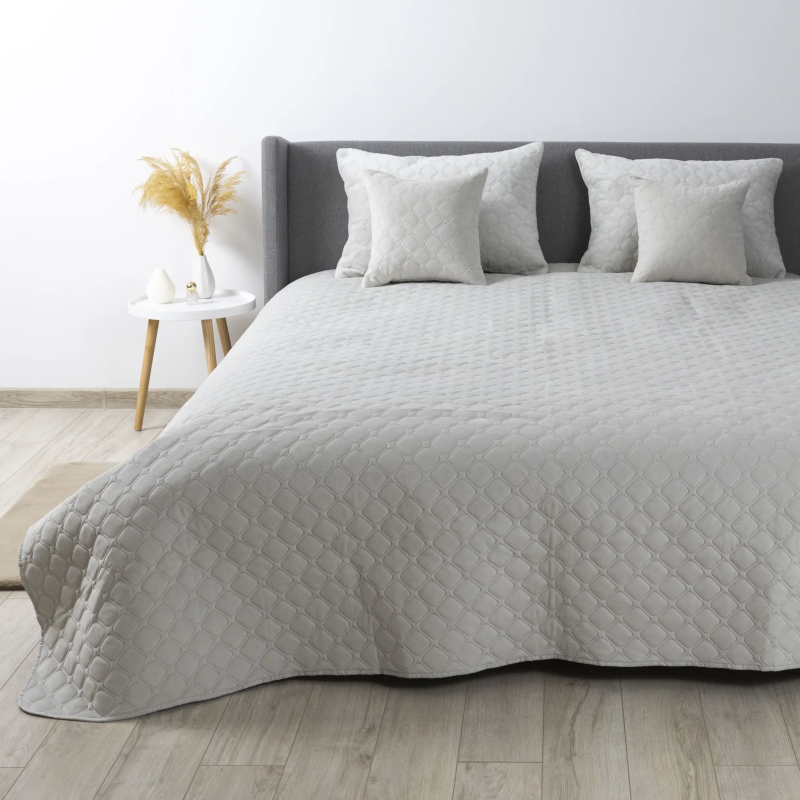 Покривало ТЕП "VELOUR" Світло-сіре/Ромб круглий, 150x210