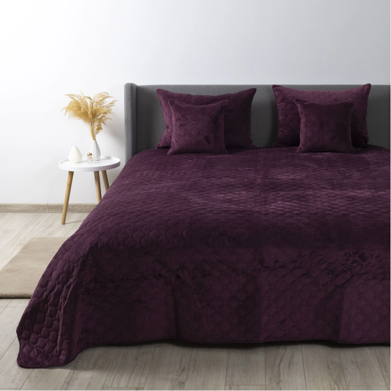 Покривало ТЕП "VELOUR" Бордо/Ромб круглий, 150x210