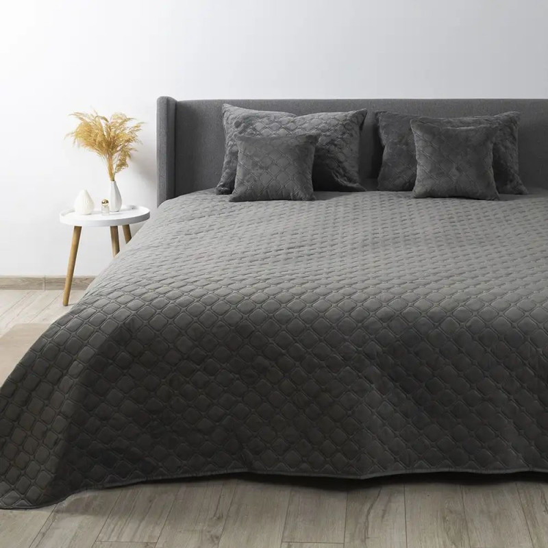 Покривало ТЕП "VELOUR" Сіре/Ромб круглий, 150x210