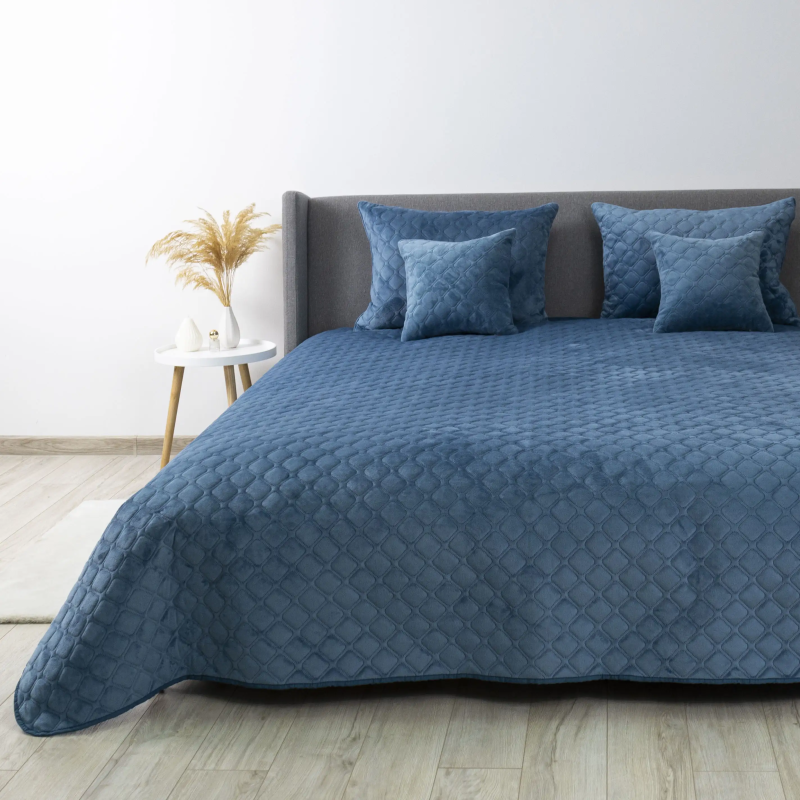 Покривало ТЕП "VELOUR" Cинє/Ромб круглий, 240x260