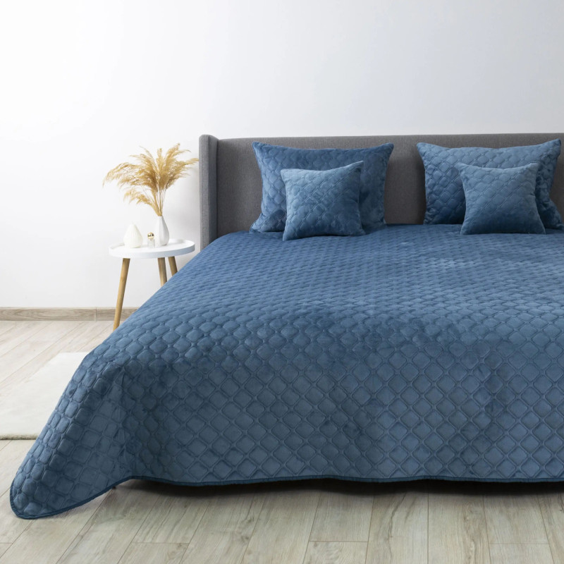 Покривало ТЕП "VELOUR" Cинє/Ромб круглий, 240x260
