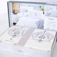 Комплект постільної білизни "MARIBOR SATIN" Damask ekru grey, євро